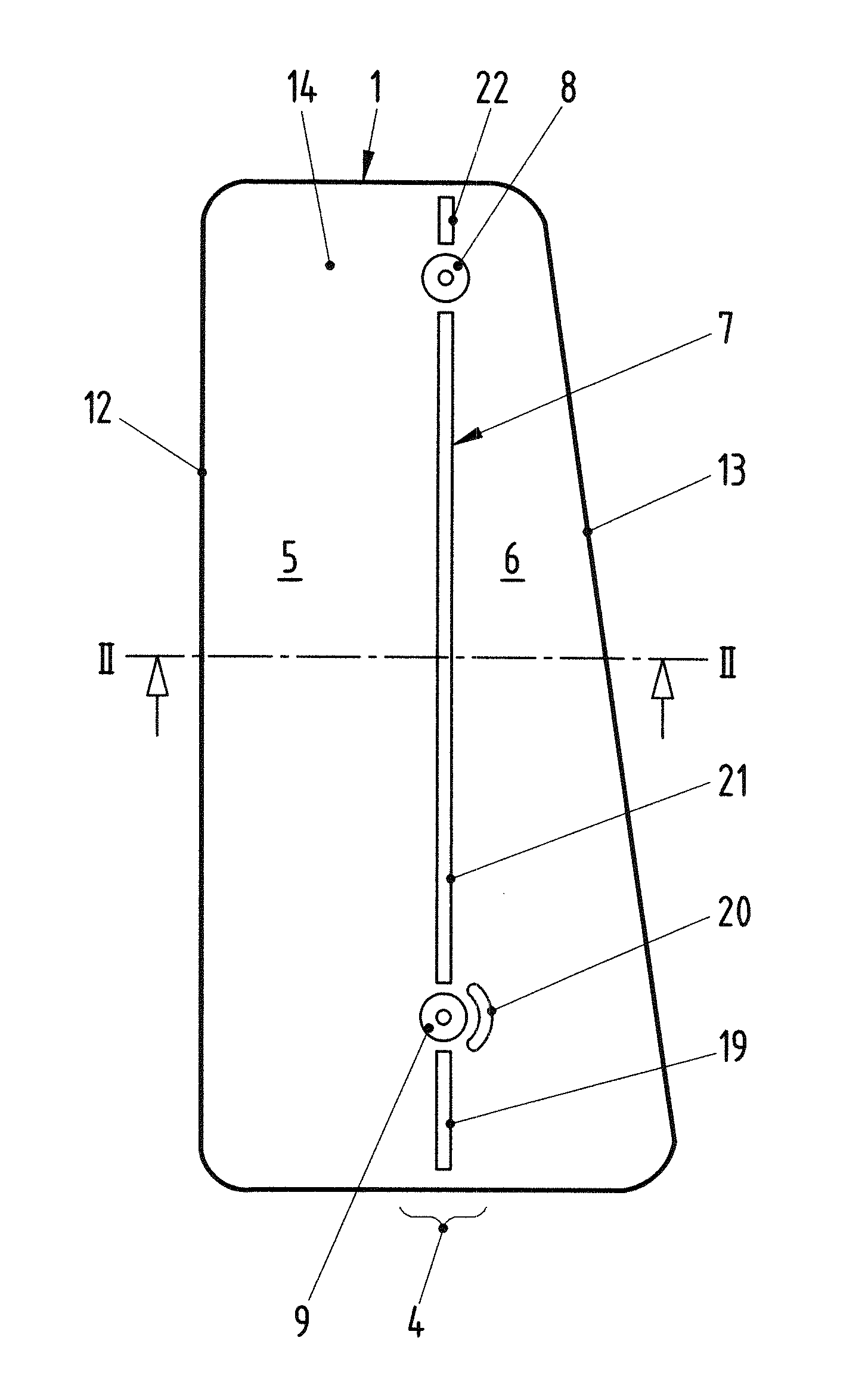 Airbag housing of an airbag system, and airbag system