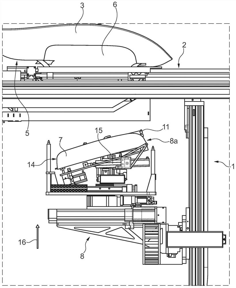 Method for loading and/or unloading transport equipment at a receiving container