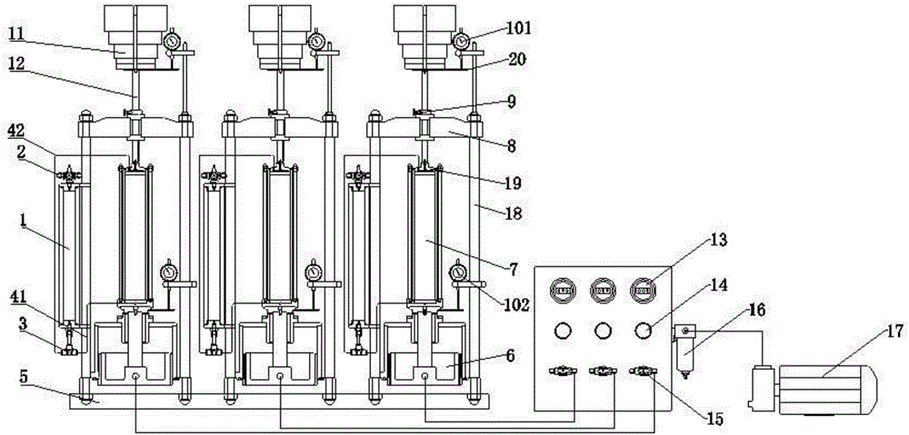 Remolded soil sample preparation device capable of controlling density through weight and air pressure combined loading