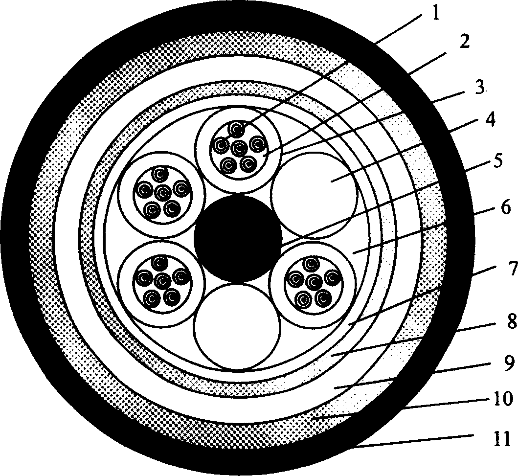 Optical cable laid in sewer line and laying method thereof