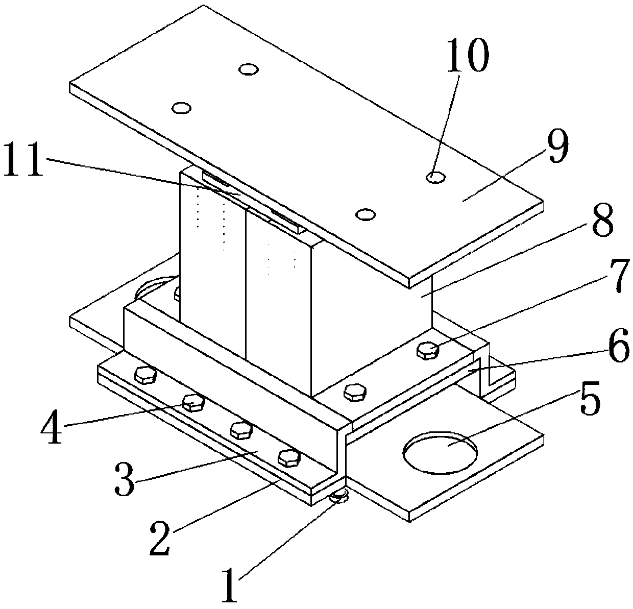 Shock insulation support with adjustable vertical height