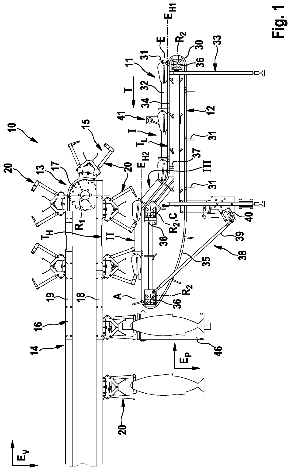 Transporting station and method for transporting fish in a transporting direction, which is transverse to their longitudinal extent, and fish-processing machine having such a transporting station