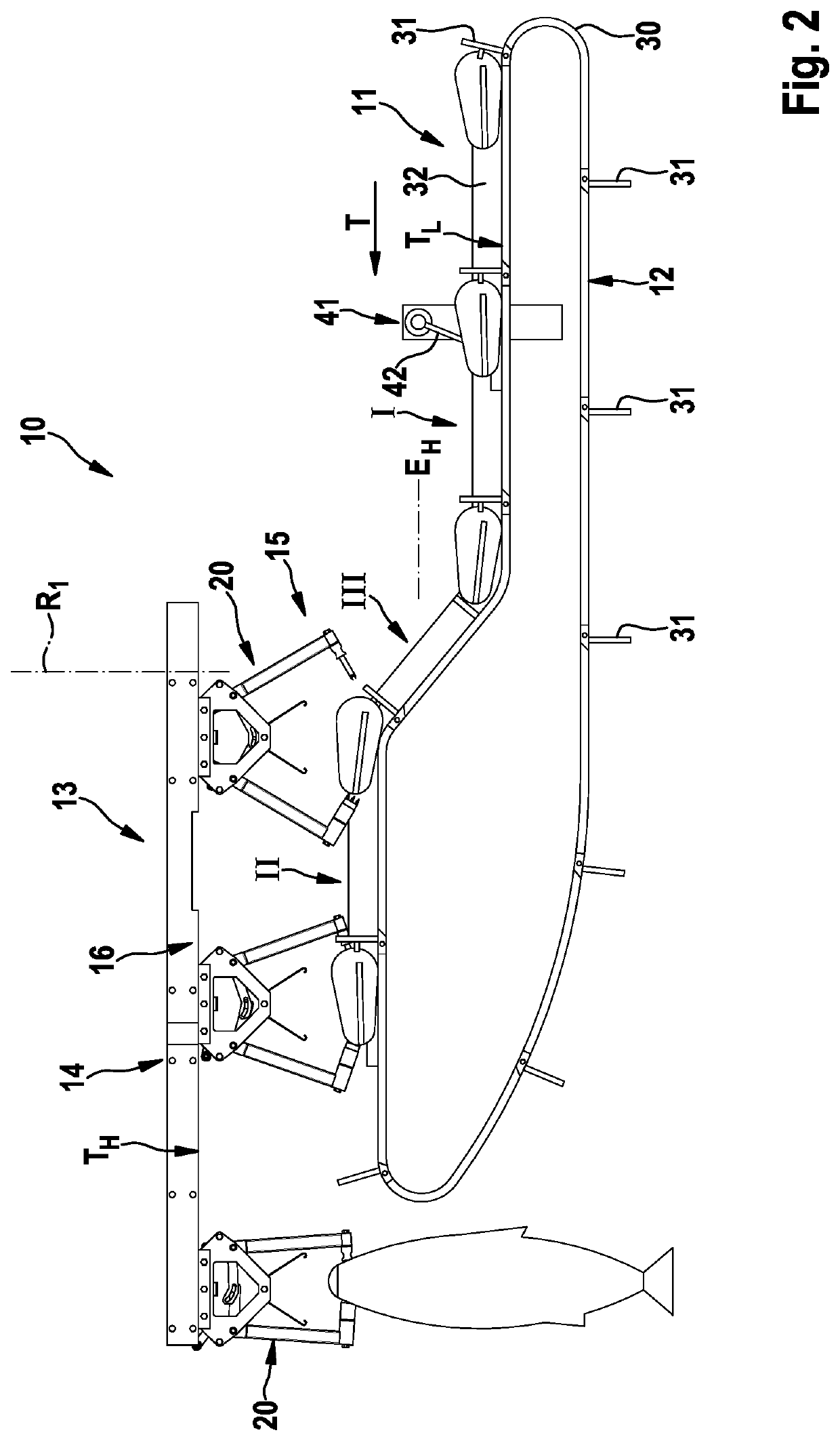 Transporting station and method for transporting fish in a transporting direction, which is transverse to their longitudinal extent, and fish-processing machine having such a transporting station