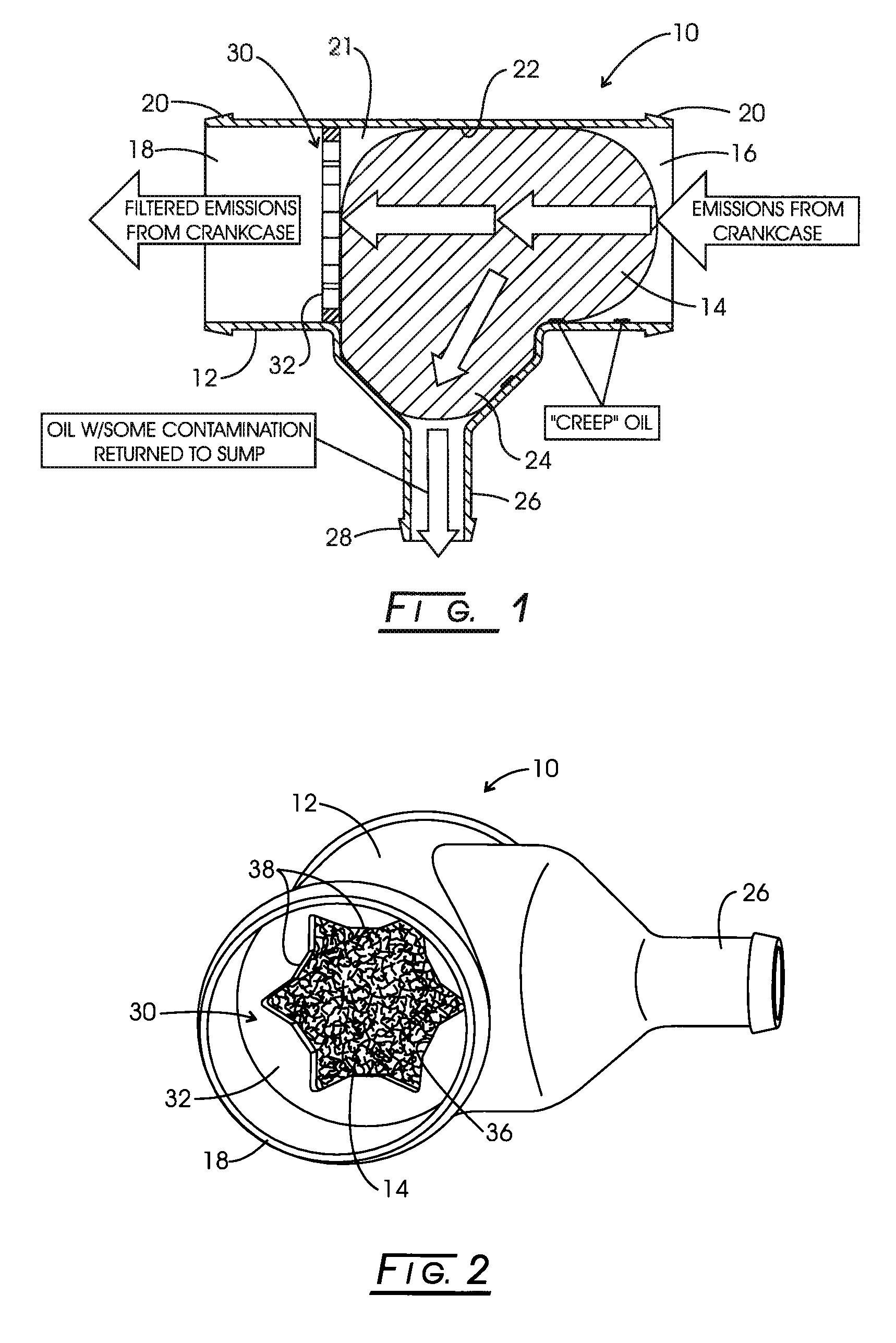 Crankcase ventilation filter/pre-separator