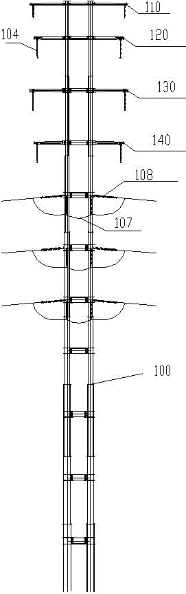 Multi-loop crisscross-spanning steel pipe pole