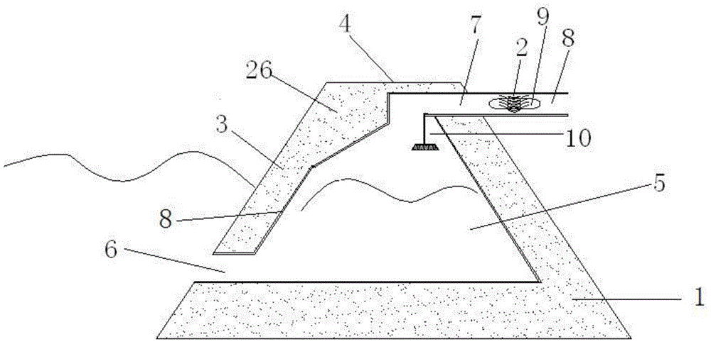 Bank type bulwark and bidirectional airflow wave energy power generating device assembly