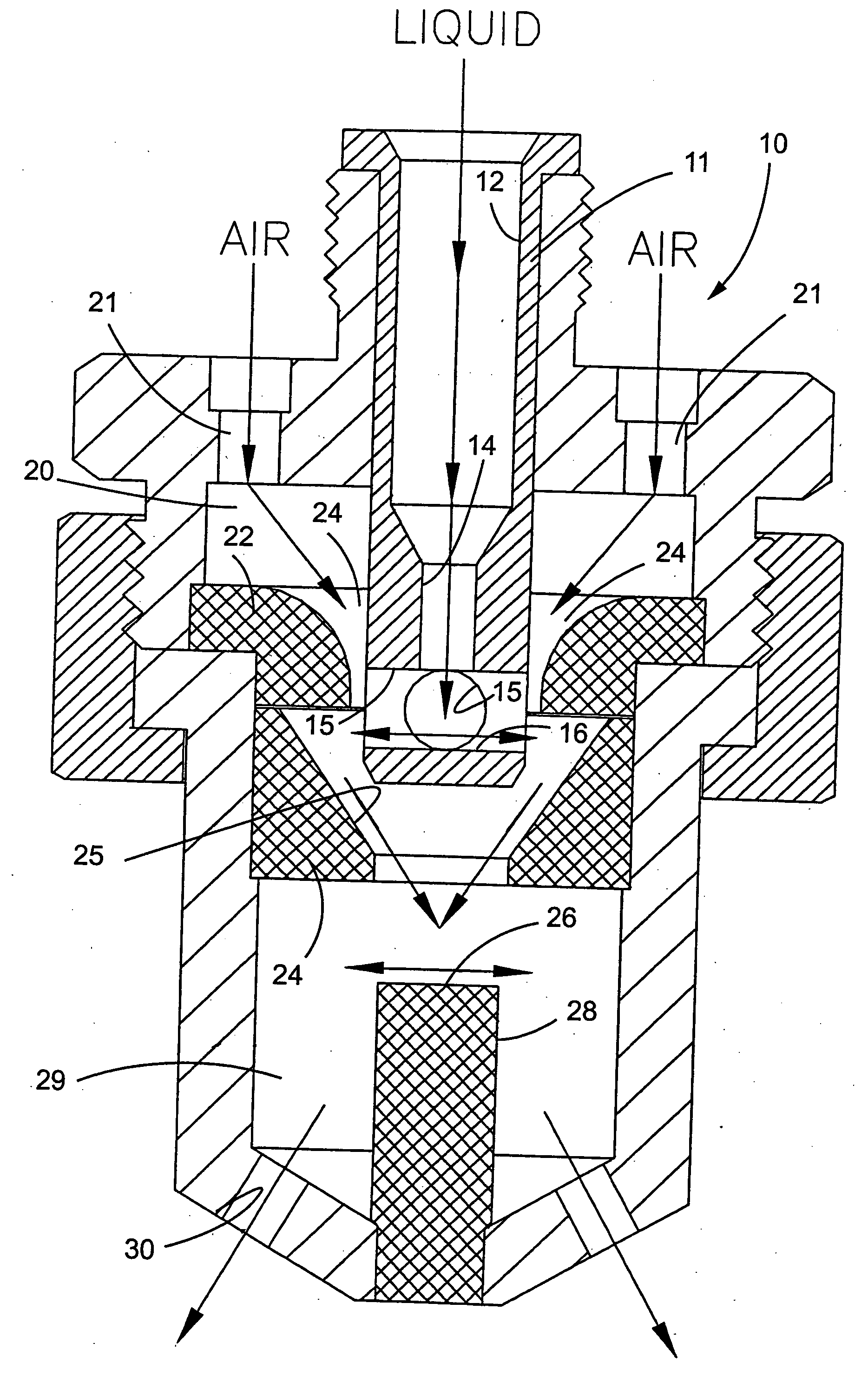 Internal mixing atomizing spray nozzle assembly