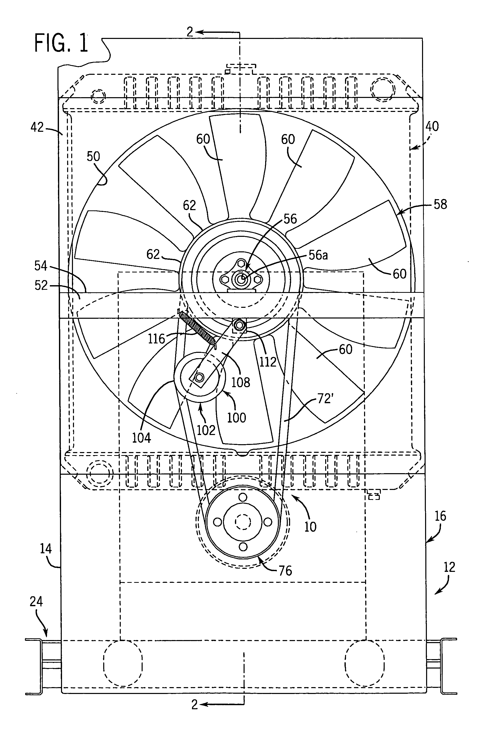 Apparatus and method for cooling engine coolant flowing through a radiator