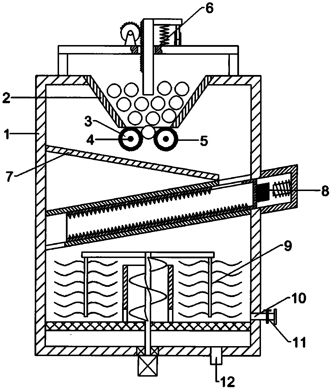 Progressive green walnut peeling equipment with auxiliary feeding function