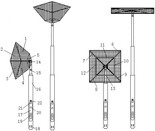 Shapeable net cover-type highly-efficient mosquito eradicating electronic mosquito swatter