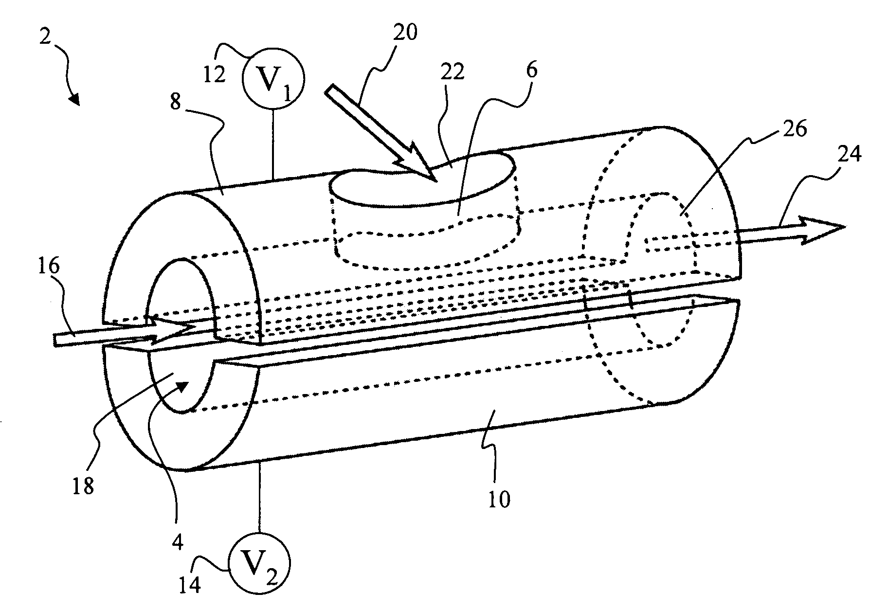 Lens device for introducing a second ion beam into a primary ion path