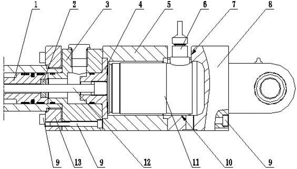 Lug ring type hydraulic cylinder displacement sensor installation structure