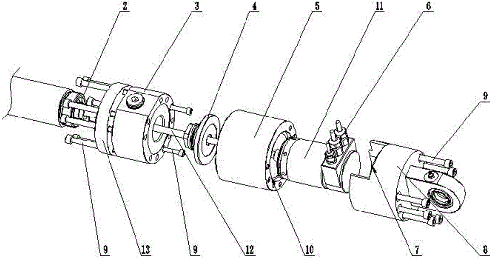 Lug ring type hydraulic cylinder displacement sensor installation structure