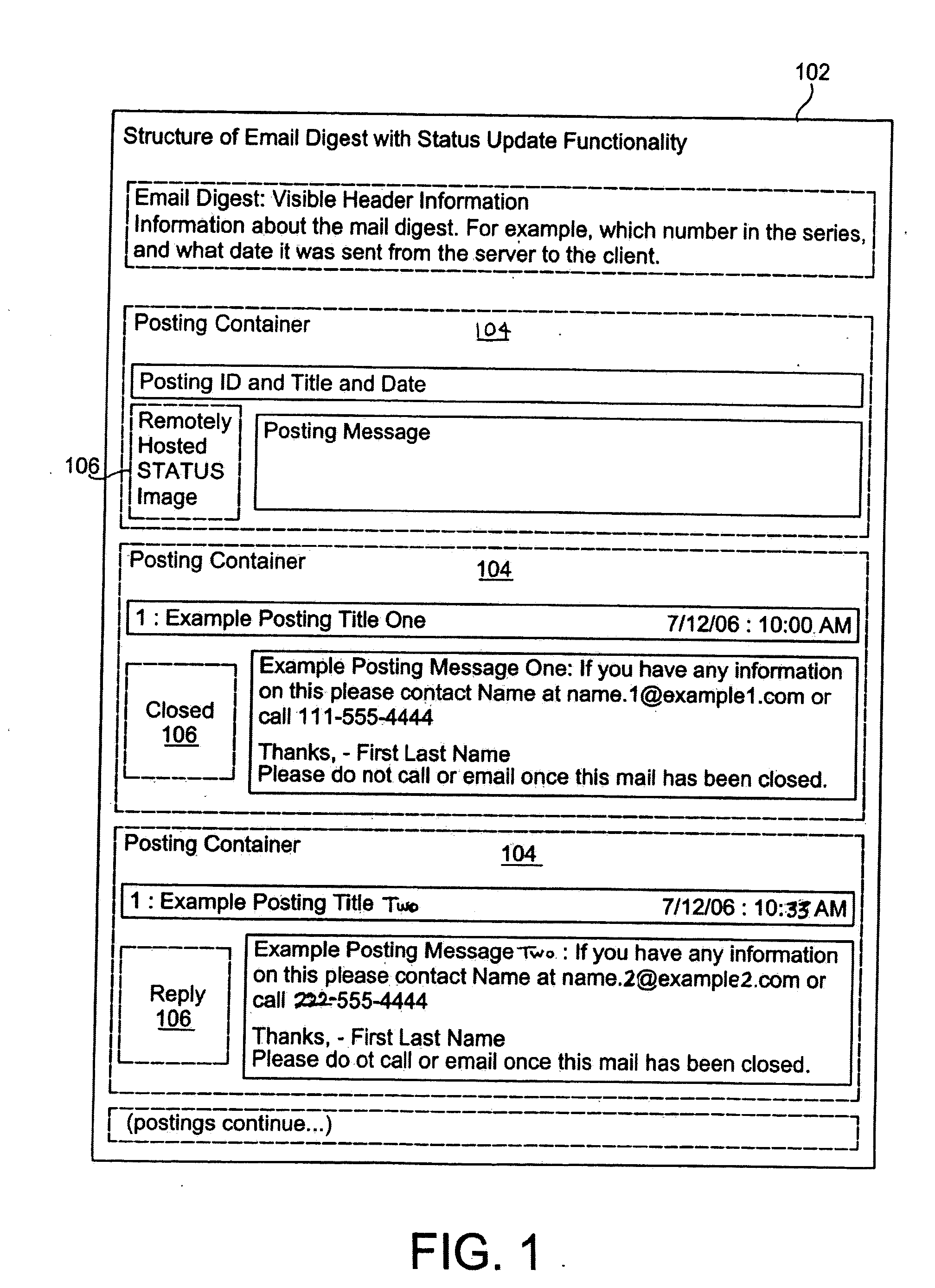 System and method for dynamically changing item status in static email messages