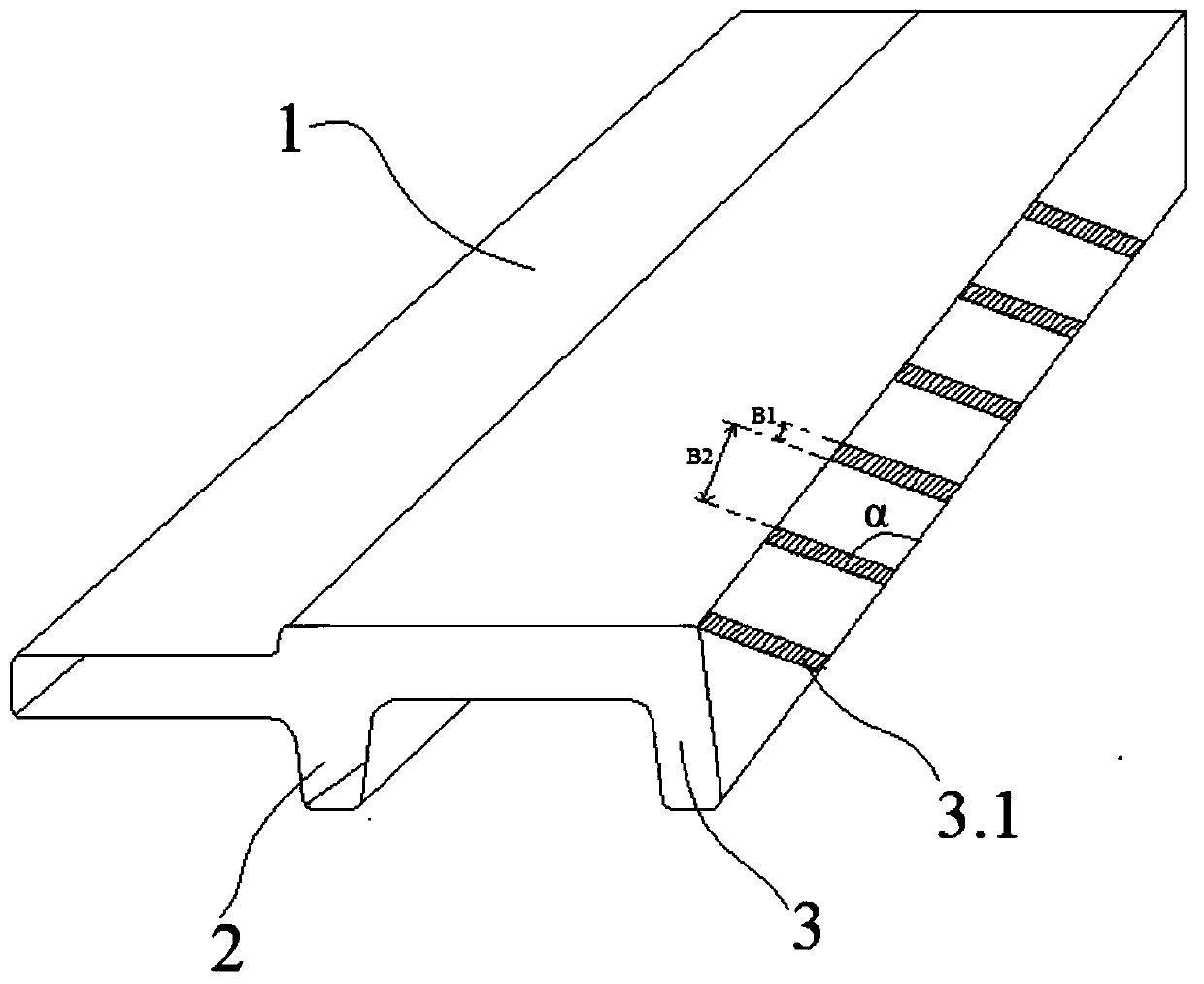 F type rail used for reducing frictional losses of magnetic-levitation train and preparing method thereof