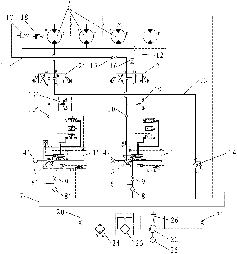 Shield cutter disk drive hydraulic system