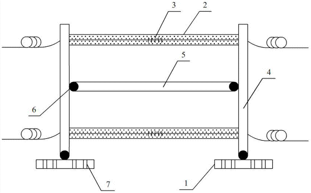 Temperature self-compensation fiber grating large-strain sensor