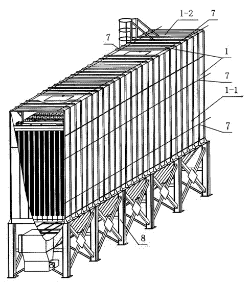 Cloth bag deduster and fan assembly