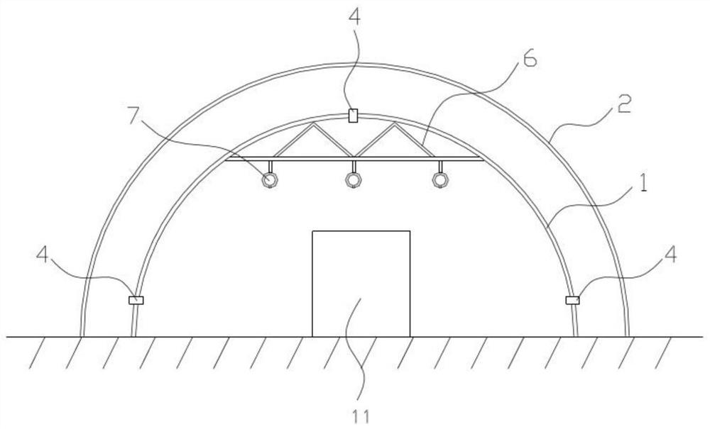 Low-energy-consumption double-film pressurized greenhouse