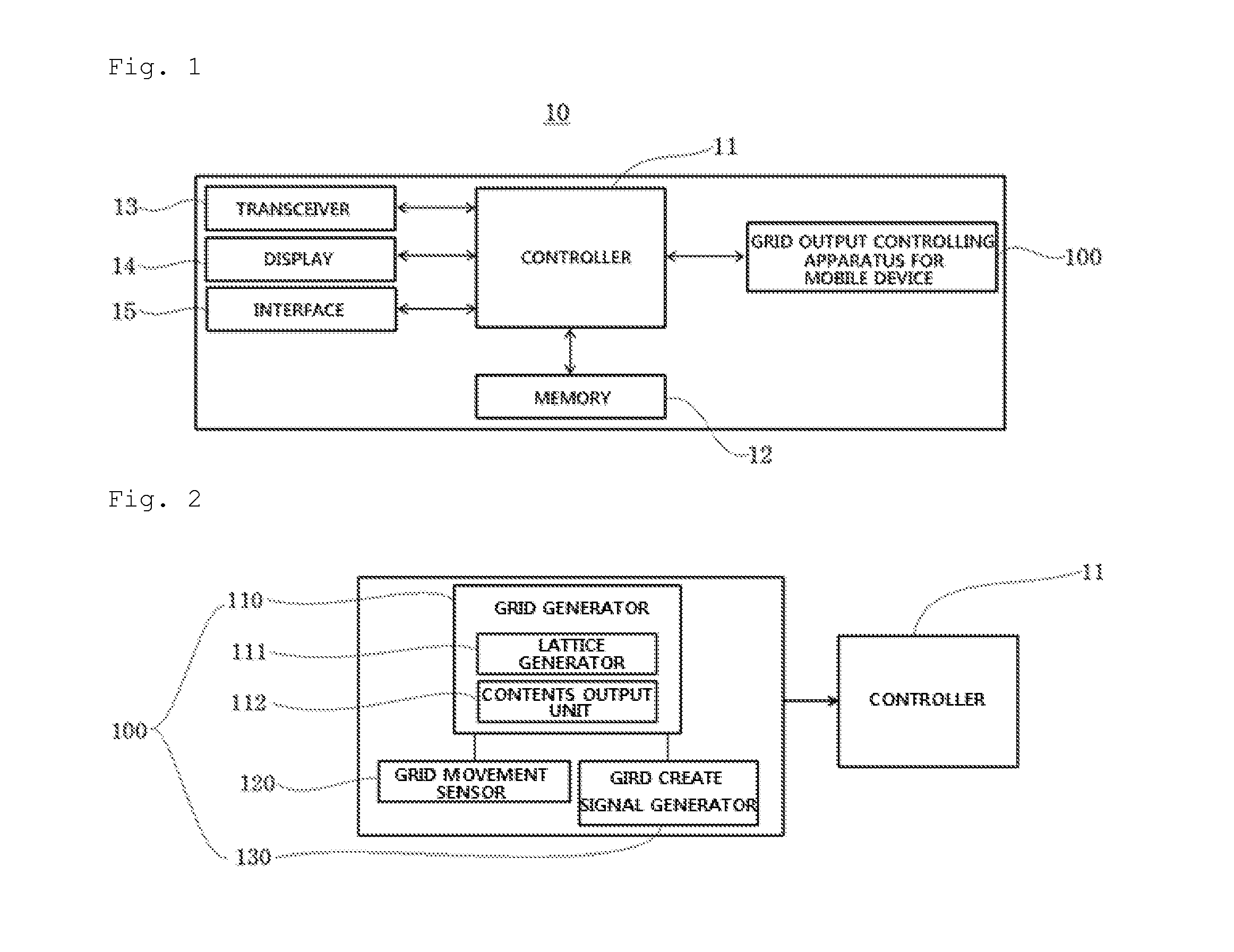 Apparatus for controlling grid output in a mobile device and method for controlling grid output using the same