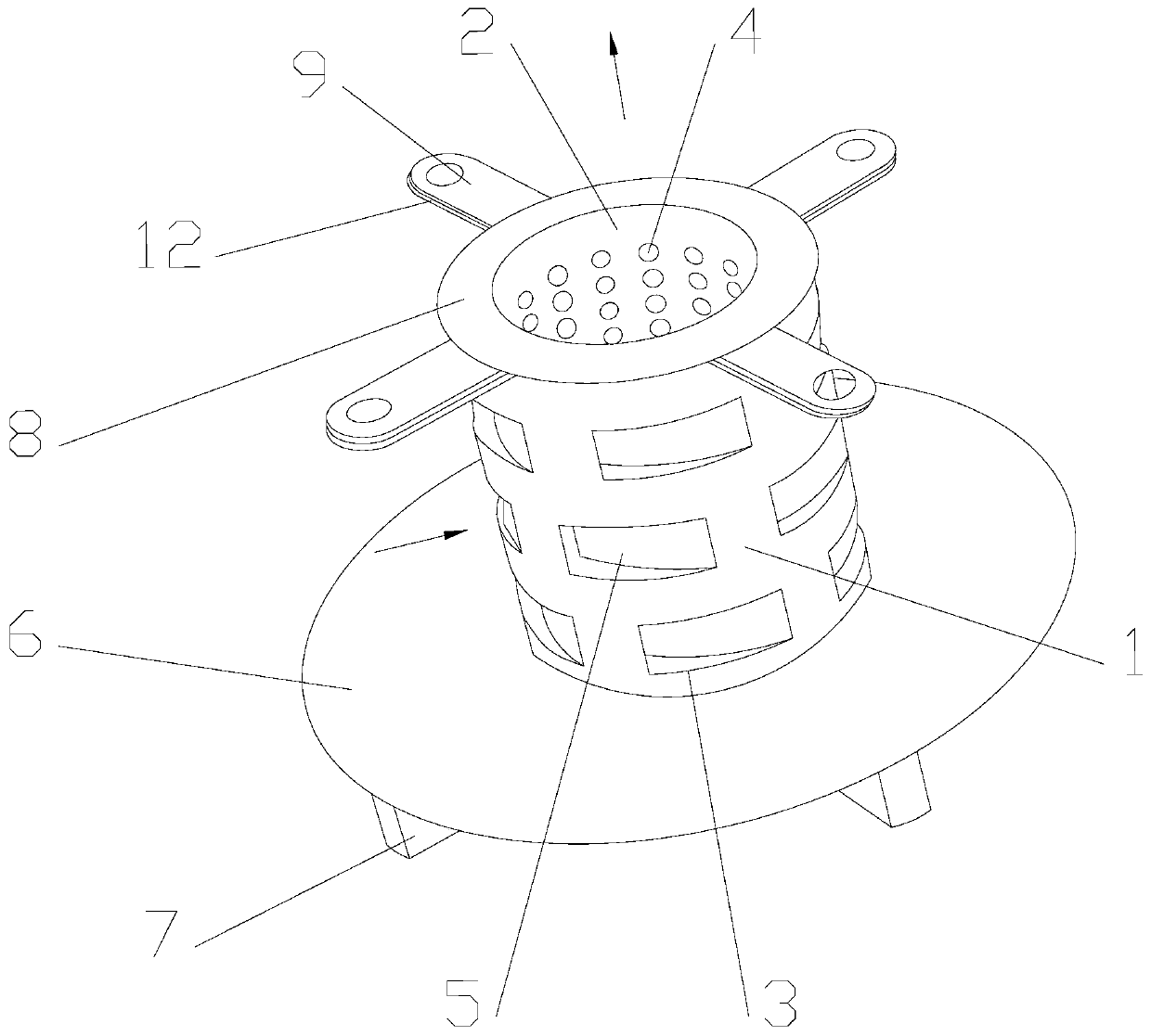 Pump body water inlet filtering and separating device