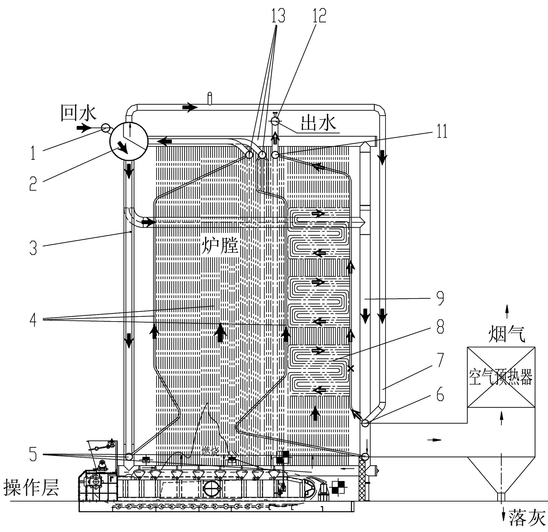 Compound water circulation system in corner tube-type hot-water boiler