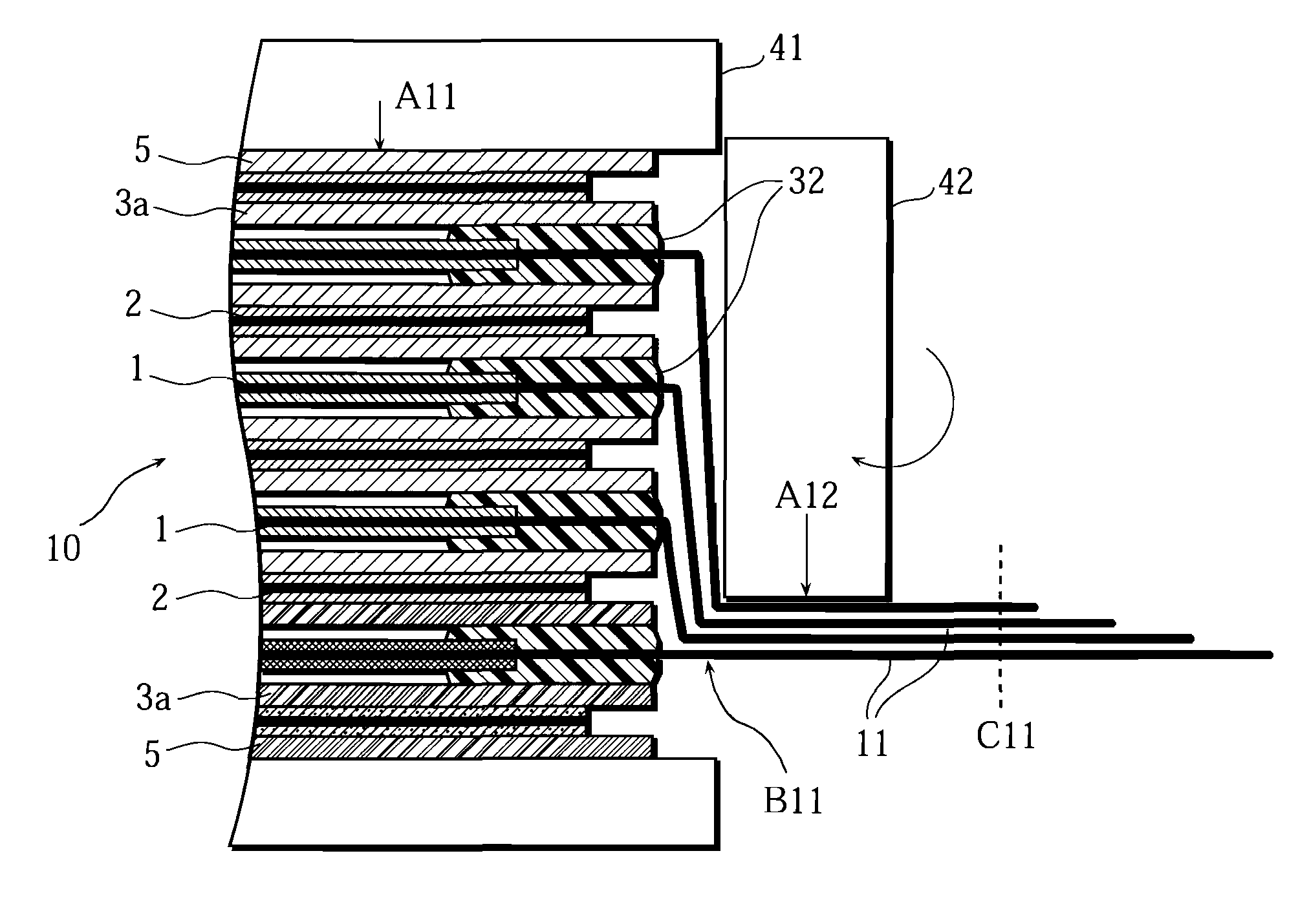 Stack type battery and method of manufacturing the same