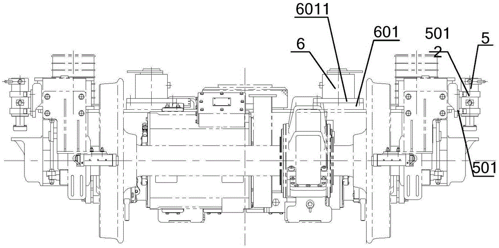 Rail engineering vehicle bogie and rail engineering vehicle