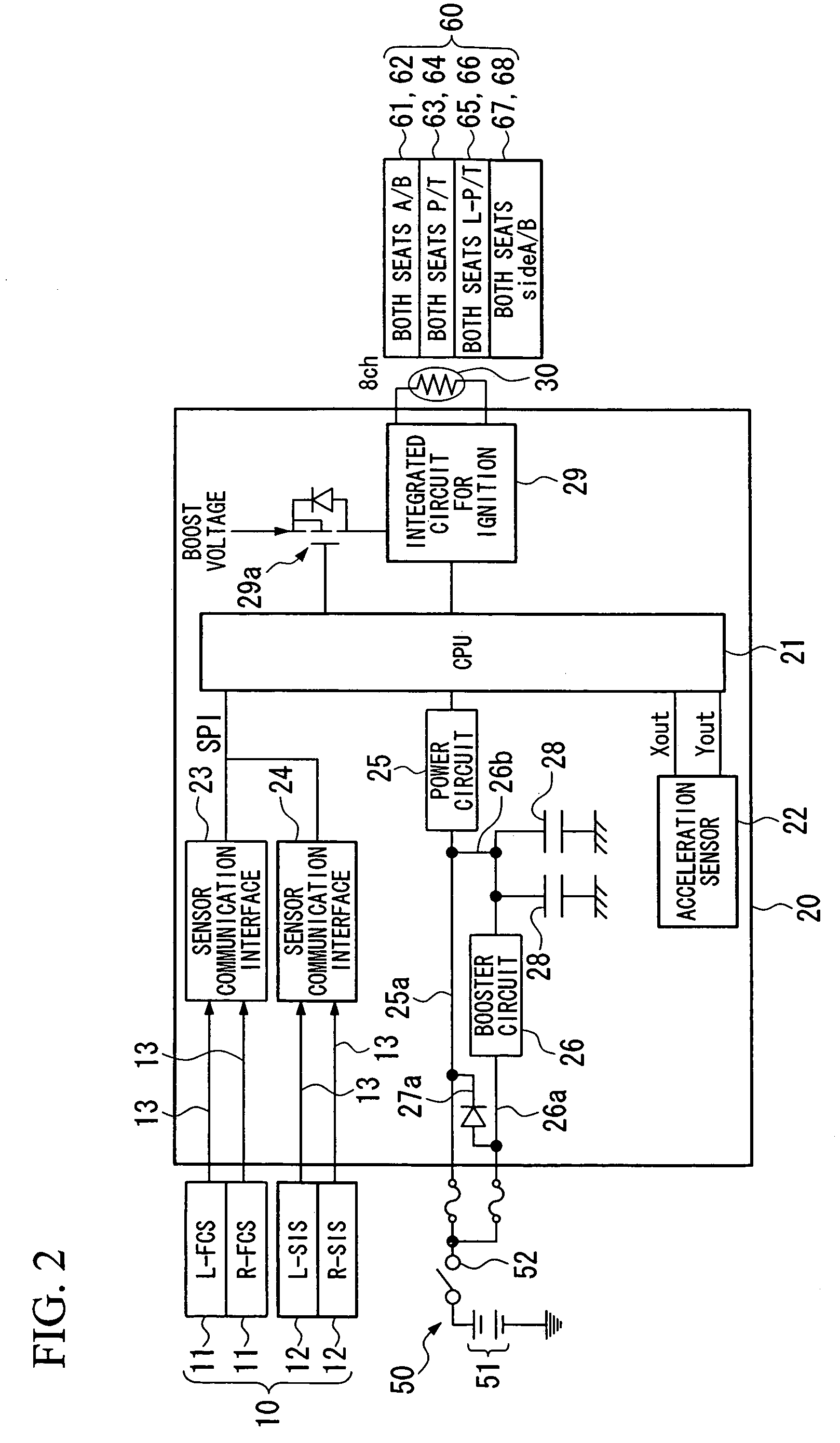 Communication control device for passenger protection device