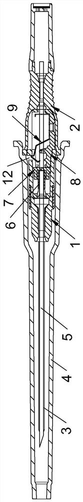 Indwelling needle with blood blocking and needling preventing functions