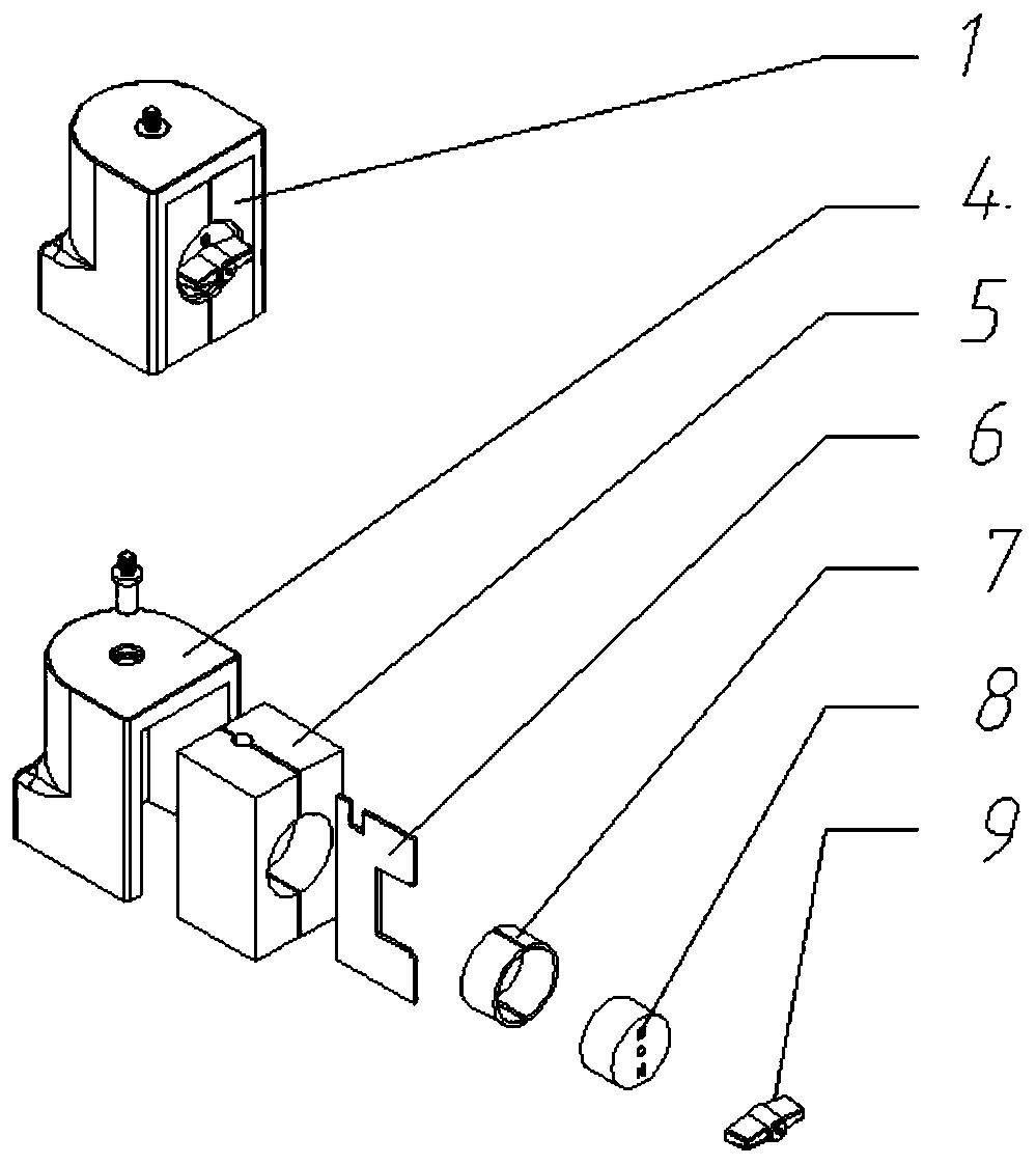 Magnetic-force-based rapid clamping device for measuring shell parts