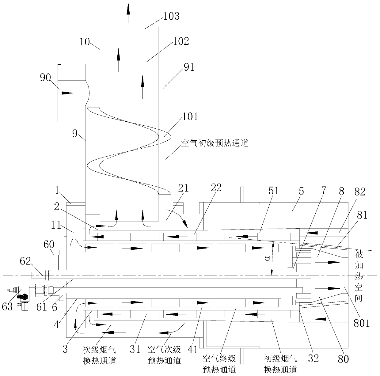 Multistage preheating dual-mode low-NOx self-preheating burner