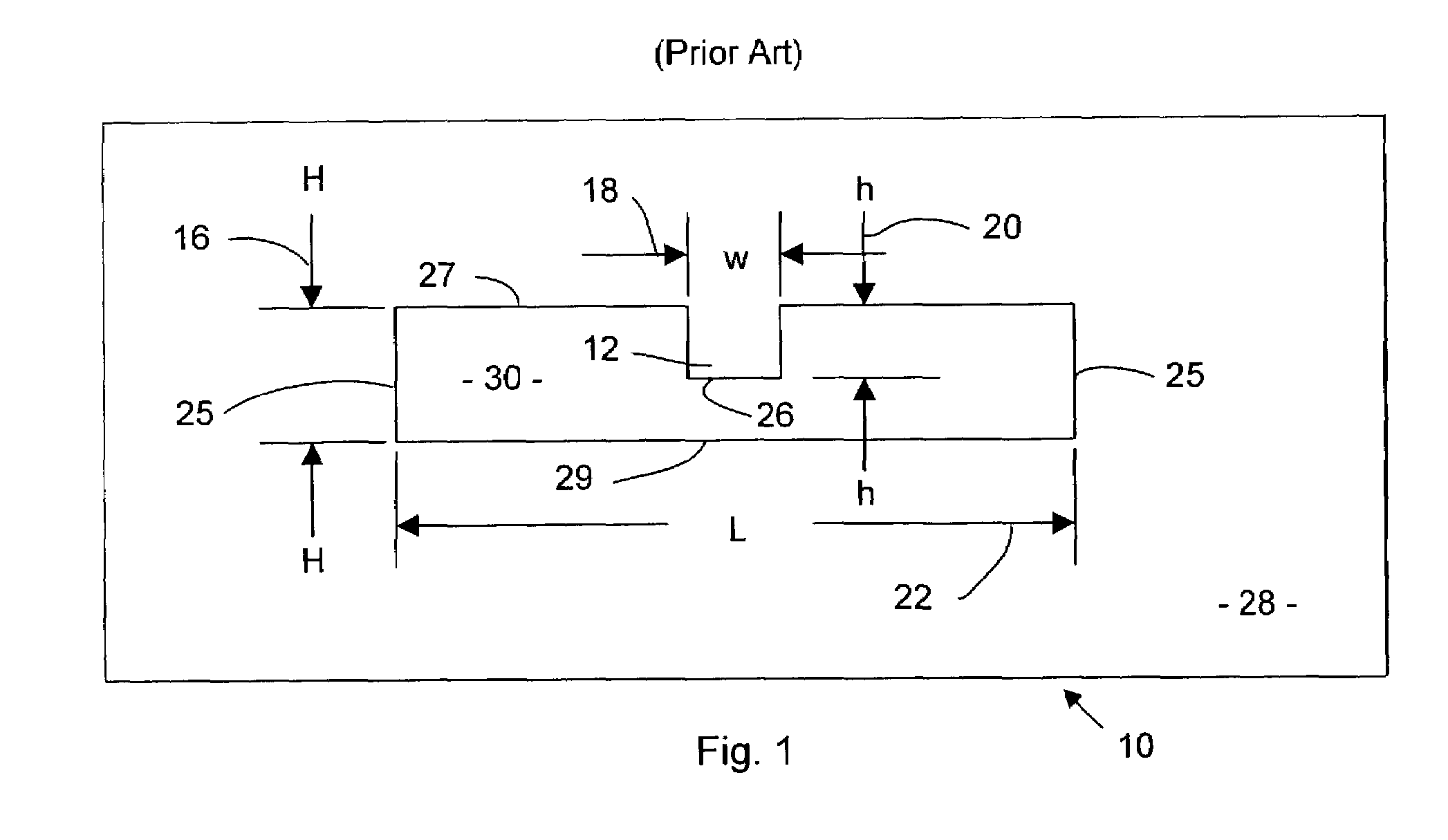 Ridge waveguide with recess