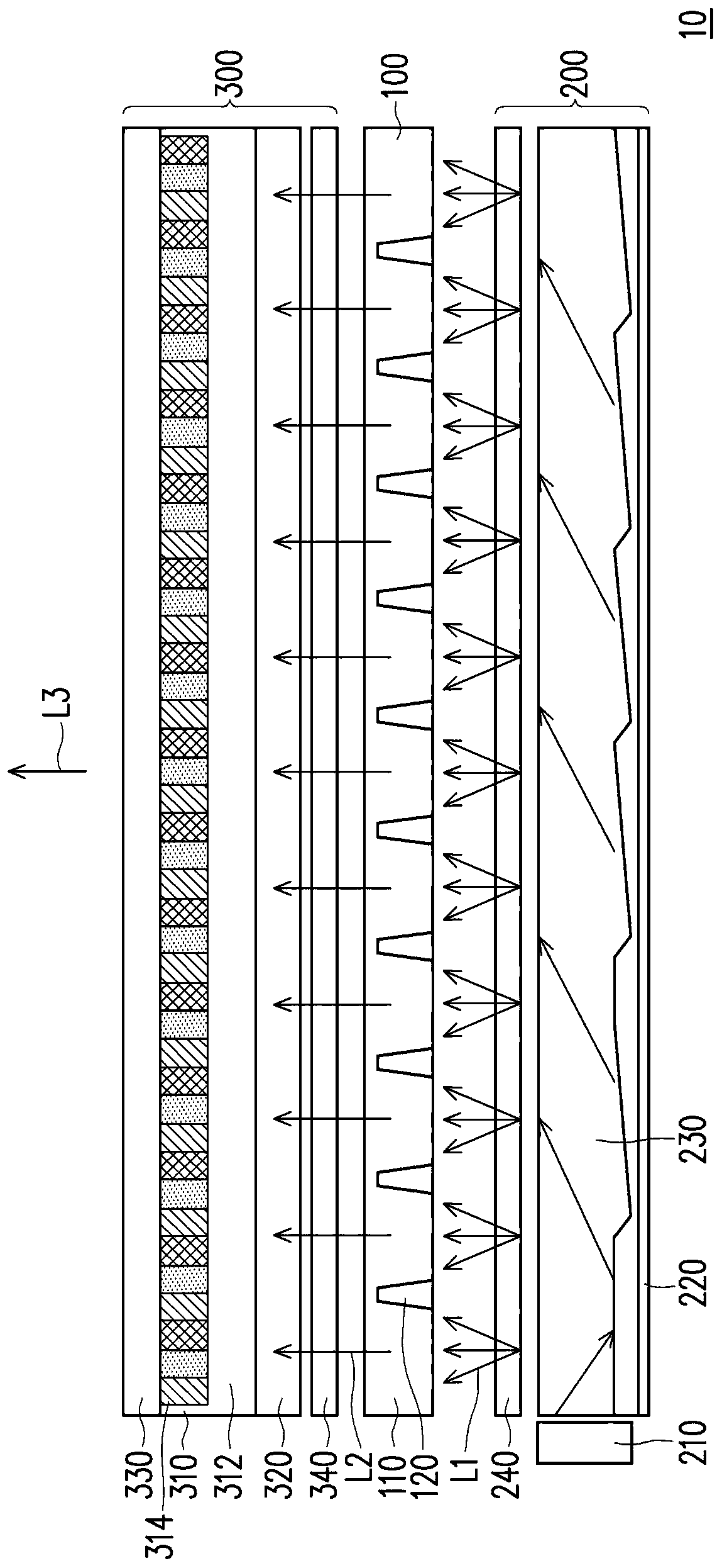 Optical regulation and control element and display device