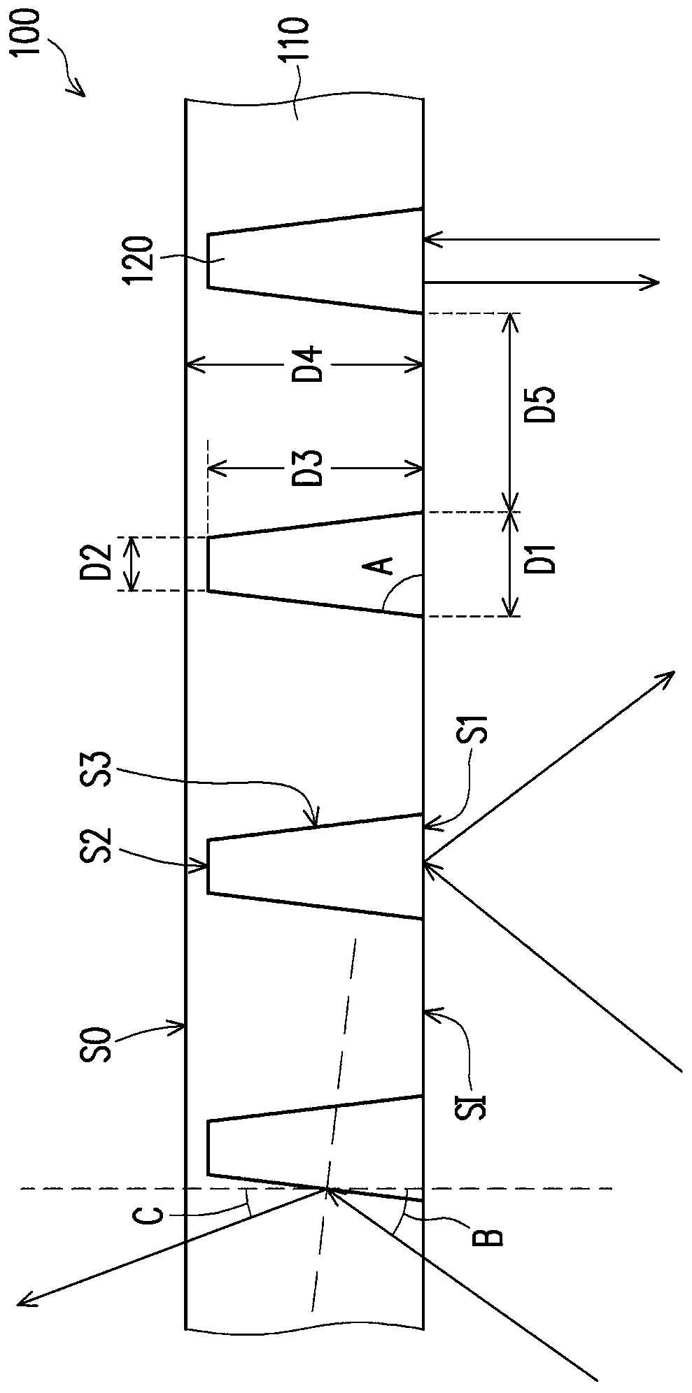 Optical regulation and control element and display device