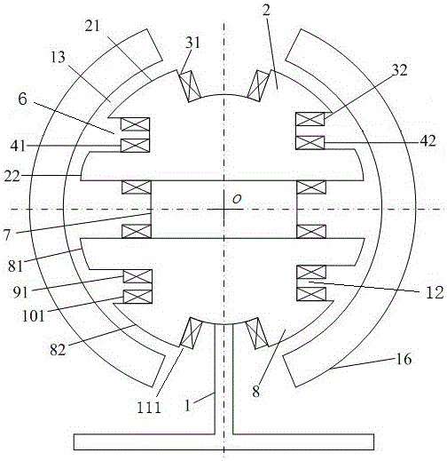 Five-degree-of-freedom outer rotor permanent magnet bias spherical magnetic bearing