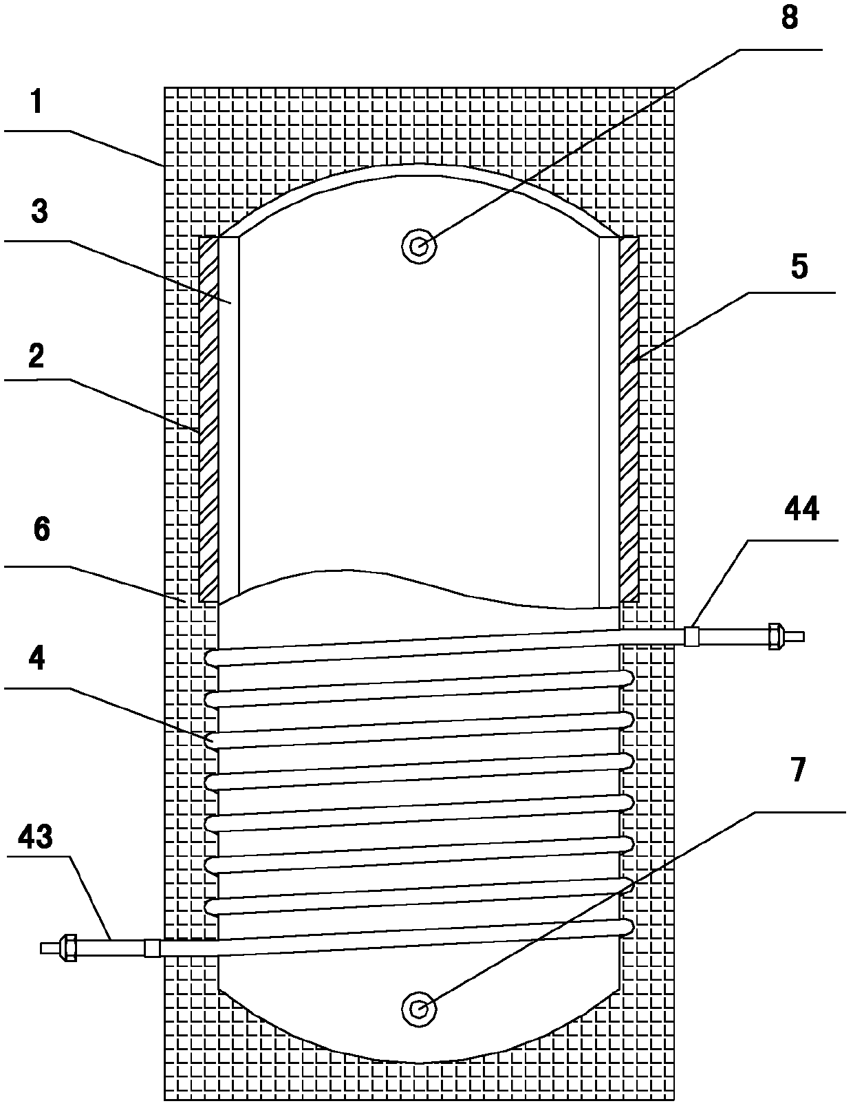 Combination type heat storage water tank of external disk heat storage casting box and condensation heat exchanger