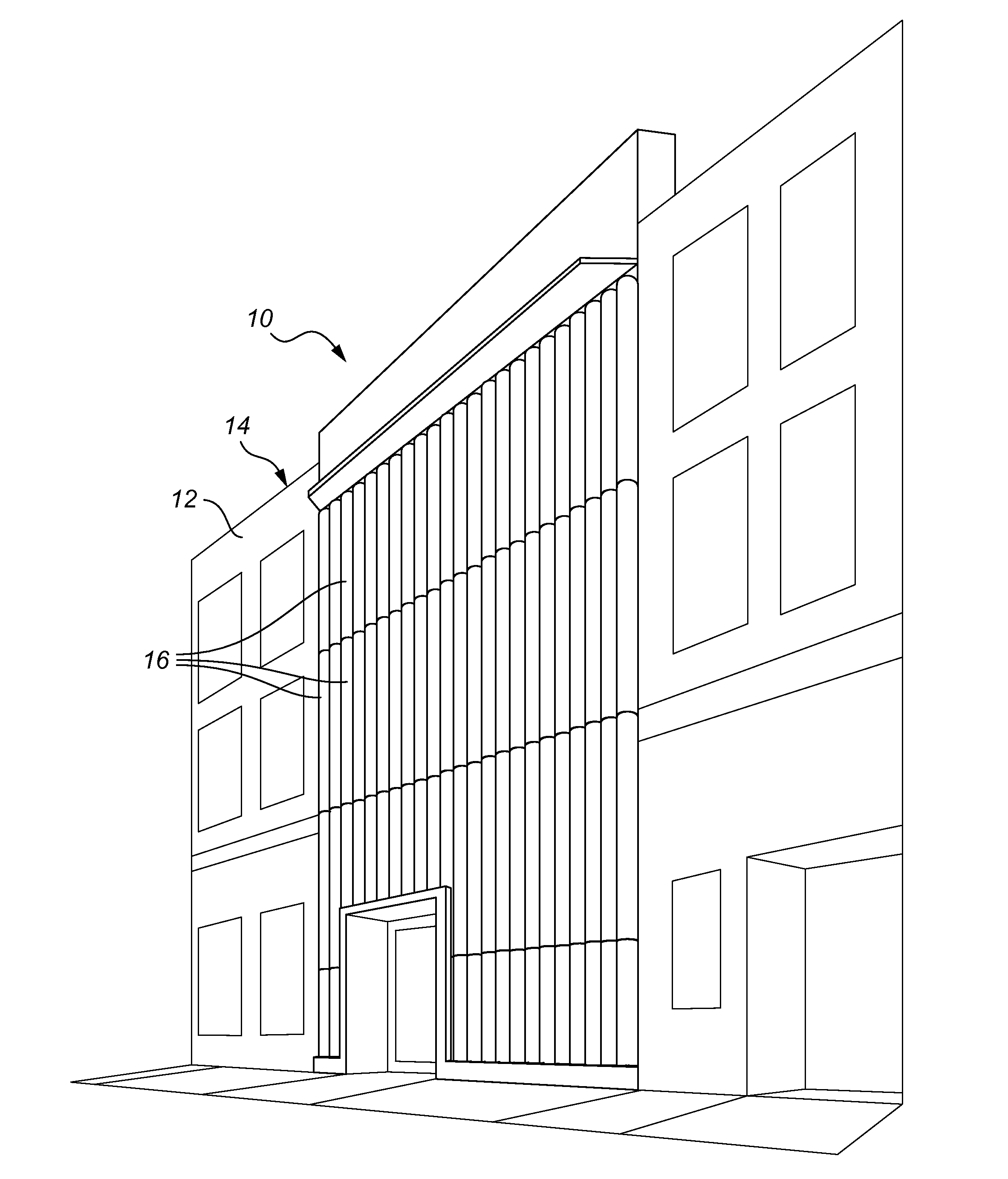 Modular, self supporting exterior enclosure system with insulating, evacuated tubes having solar collector rods