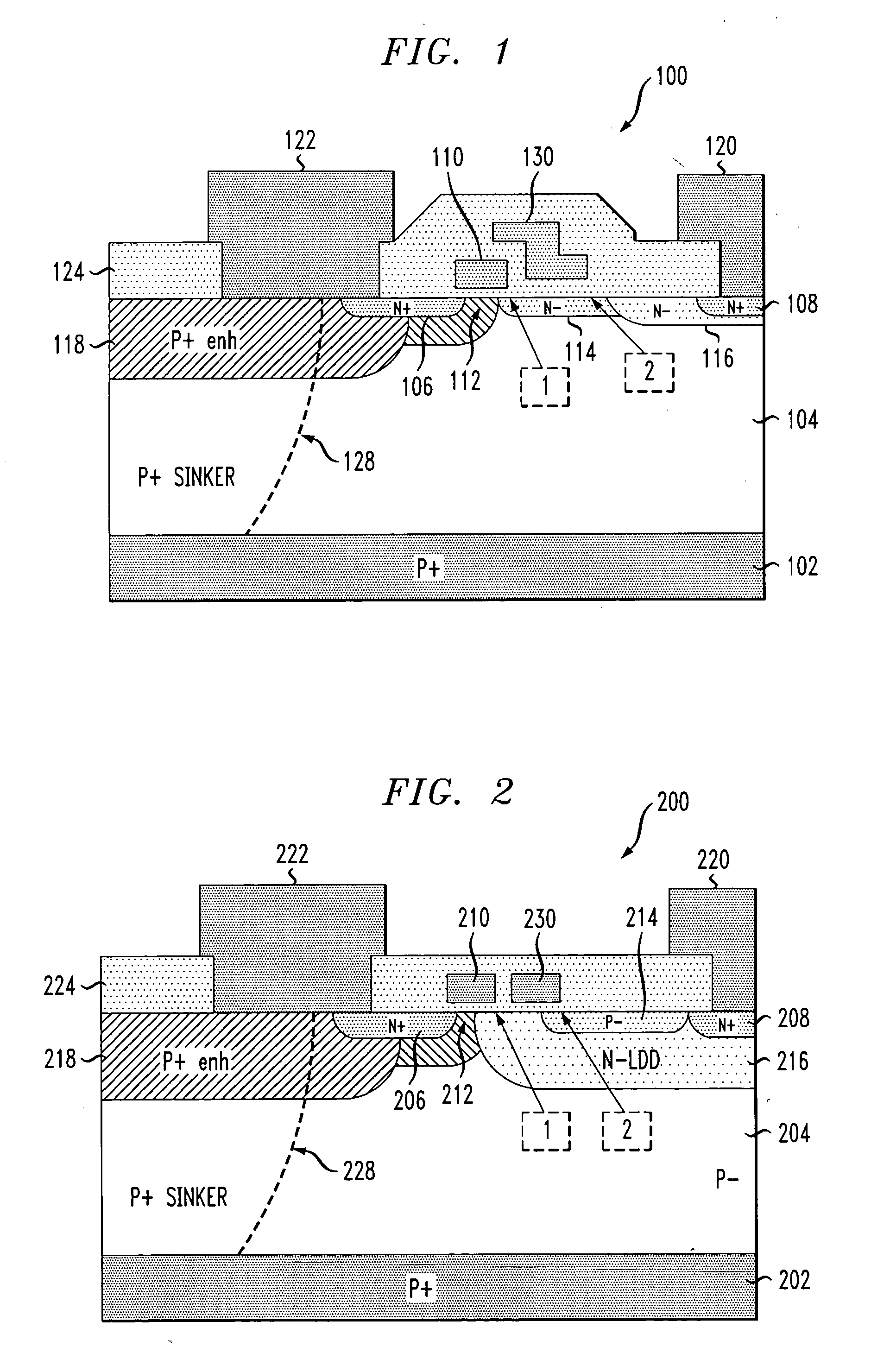 Metal-oxide-semiconductor device including a buried lightly-doped drain region