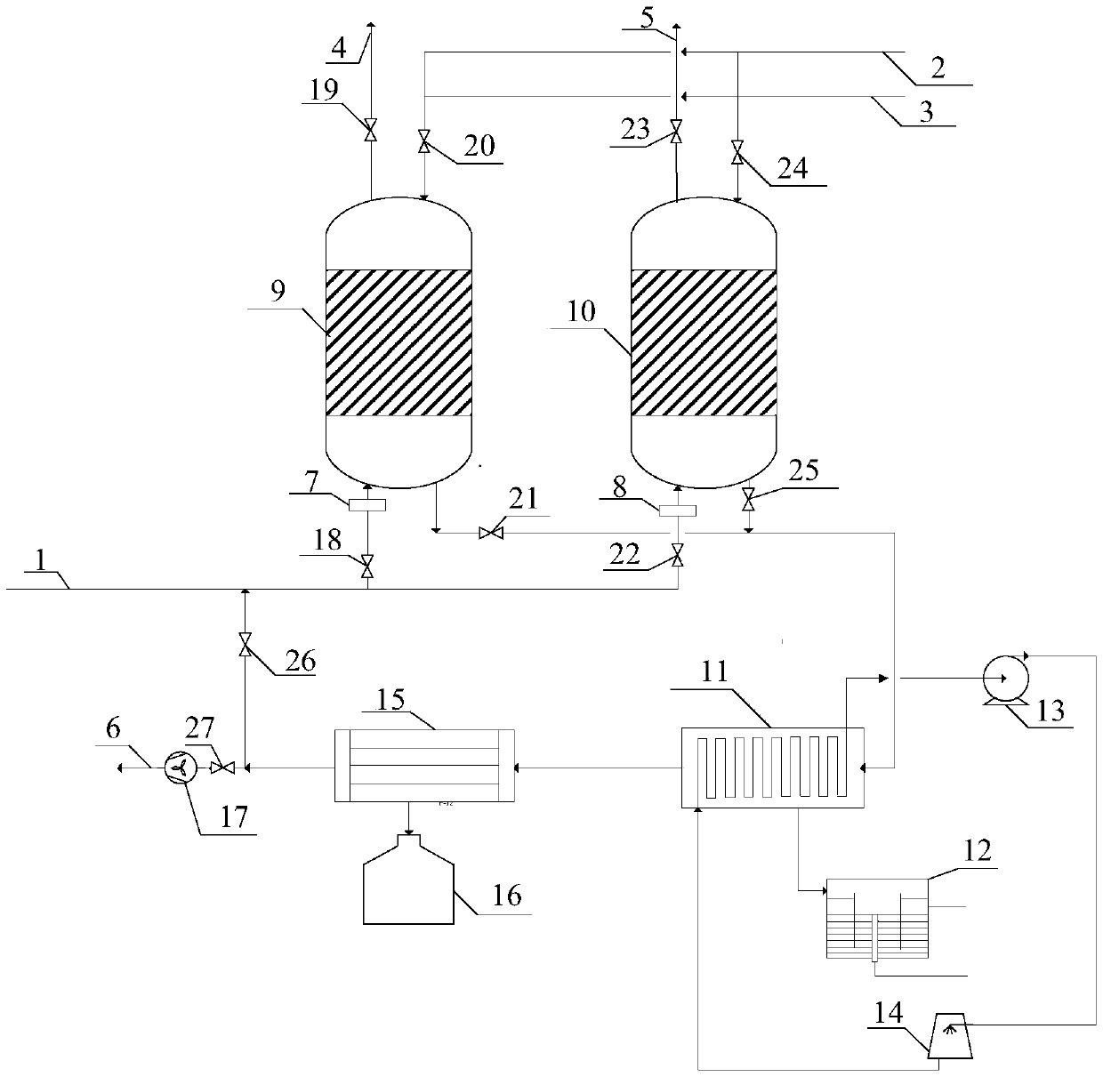 Method for recycling organic matter through organic waste gas adsorption, steam desorption and fractional condensation