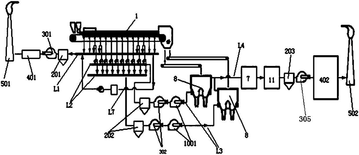 Process for realizing low-cost denitration by utilizing waste heat of sintered ores to heat sintering waste gas