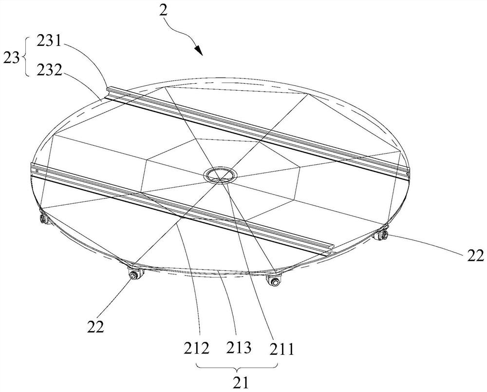 Glass trolley bearing and rotating device