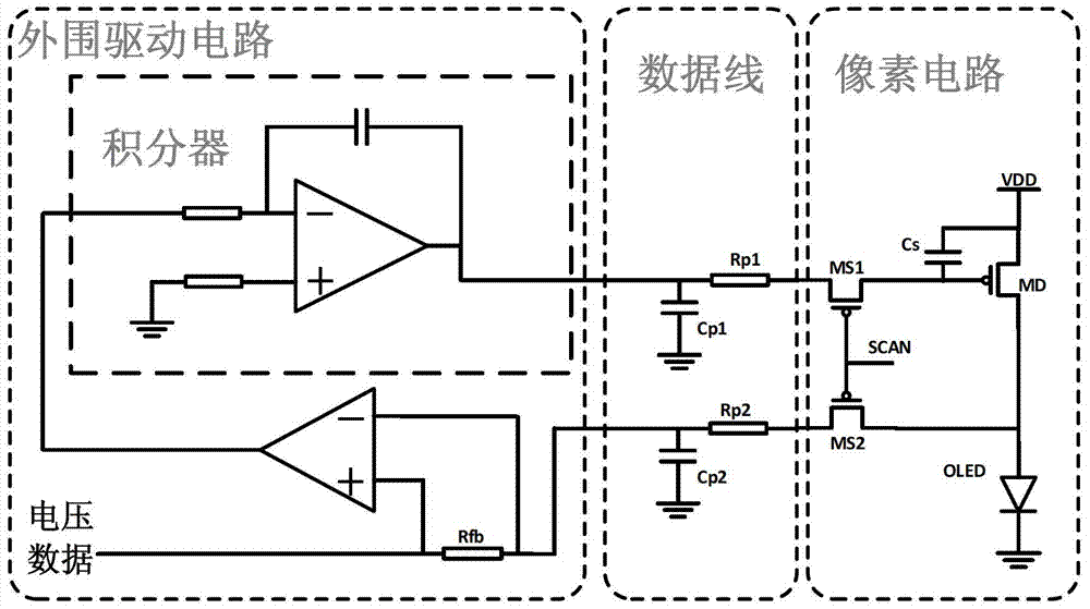 AMOLED direct electric signal mixing feedback circuit and driving method thereof