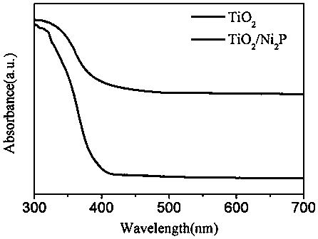 Preparation method of titanium dioxide/dinickel phosphide heterojunction visible-light photocatalyst with defects