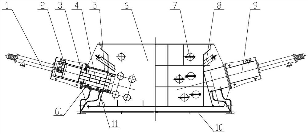 Feeding chamber necking adjusting device