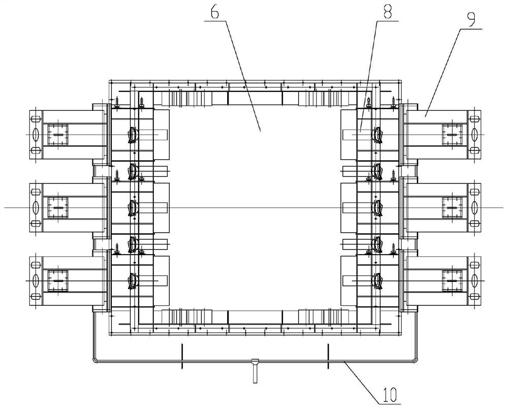 Feeding chamber necking adjusting device