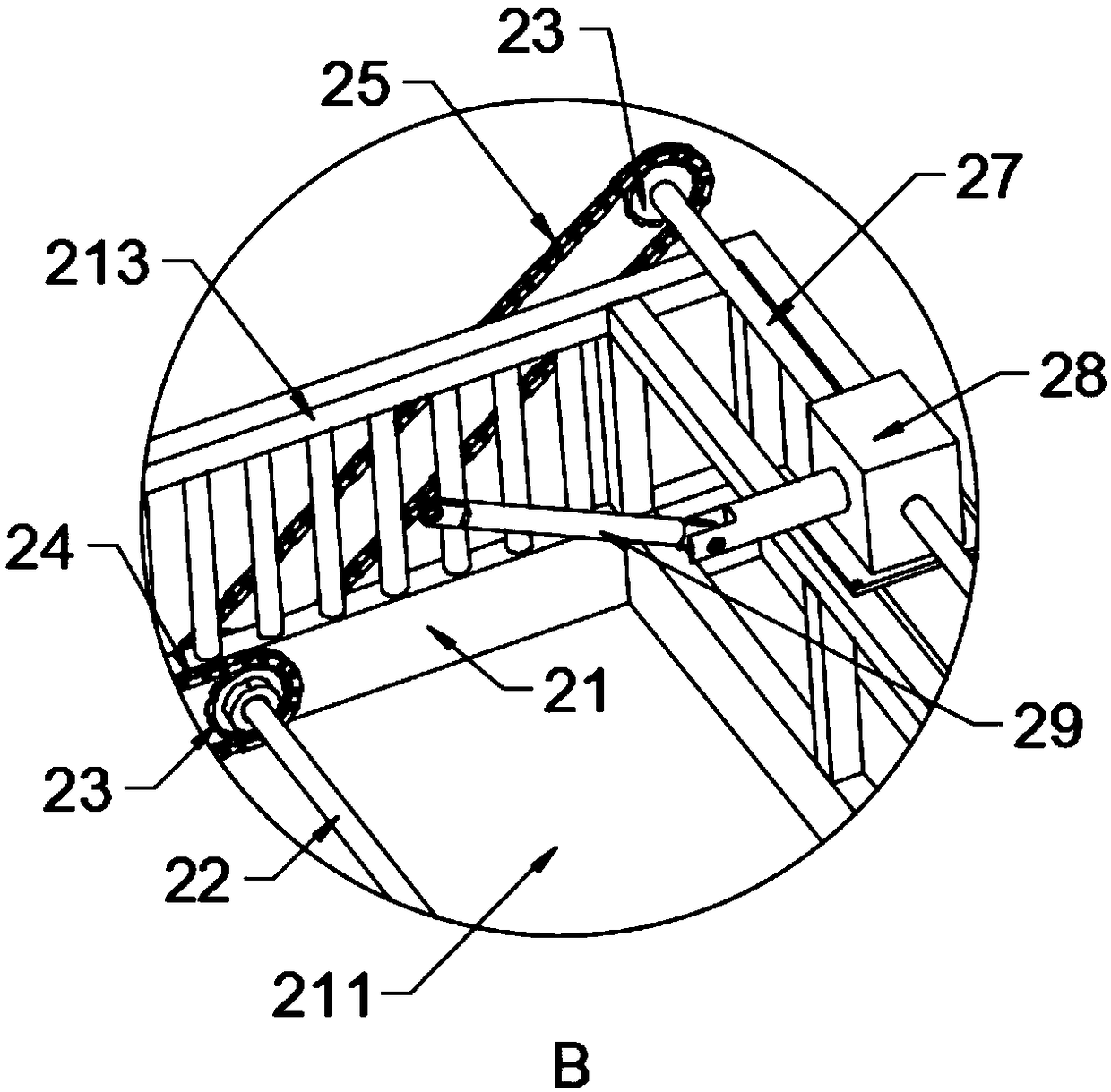 Conveying system and lotus root digging machine comprising same