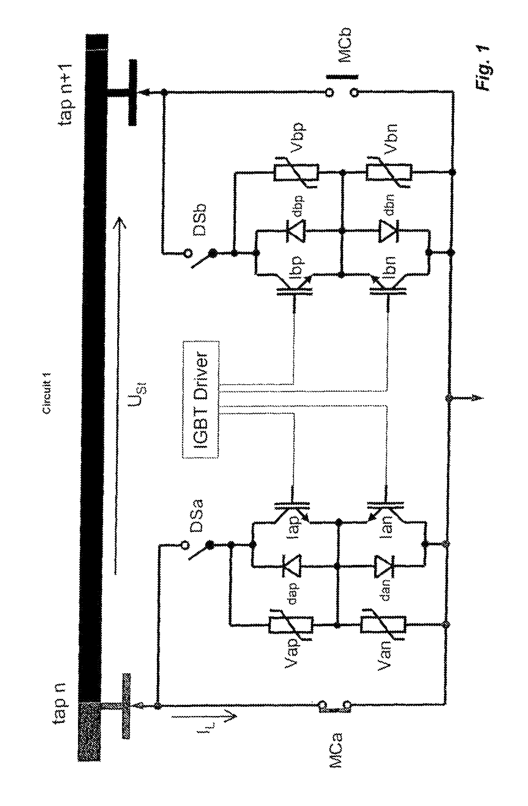 Tap switch with semiconductor switching elements