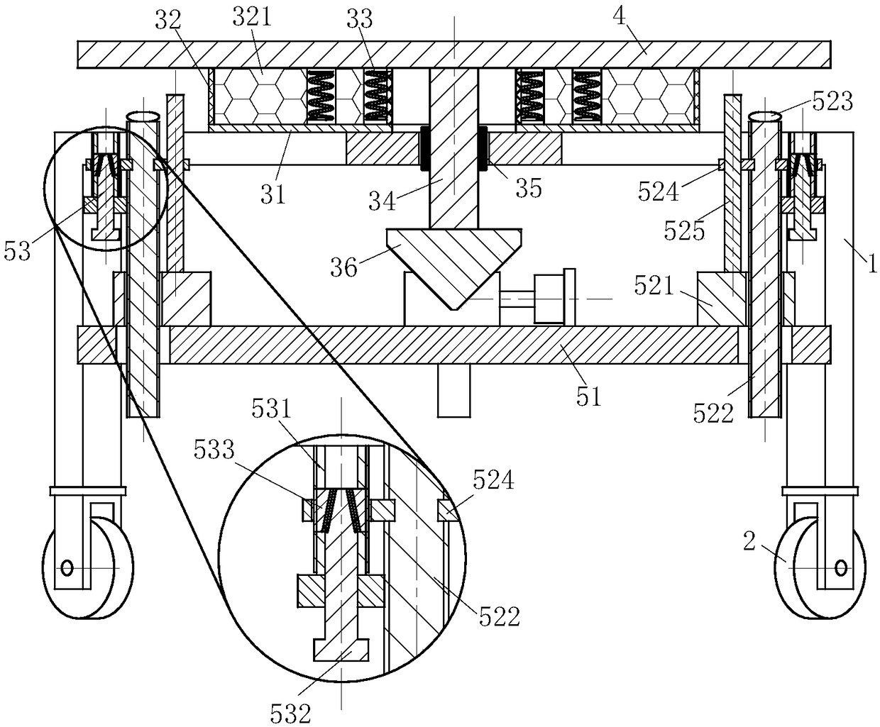 Detection system capable of realizing automatic leveling of machine part