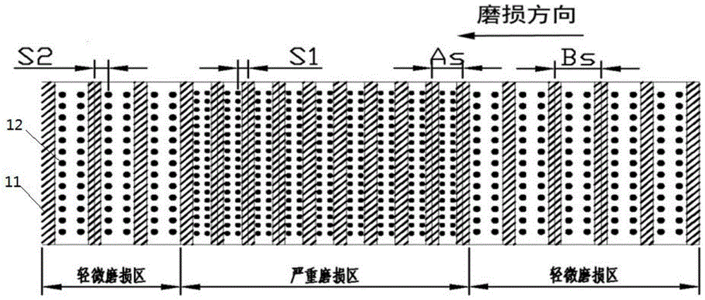 A cast iron guide rail combined with multi-structure different-distance bionic surfaces and its regeneration method